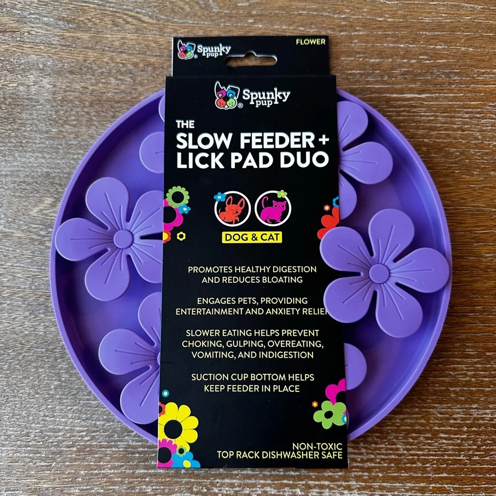 Set of 2 Pink and Purple Slow Feeder + Lick Pad Duo